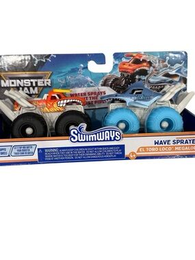 Monster Jam Swimways Wave Sprayers Kids Toy Set - Blue and Orange